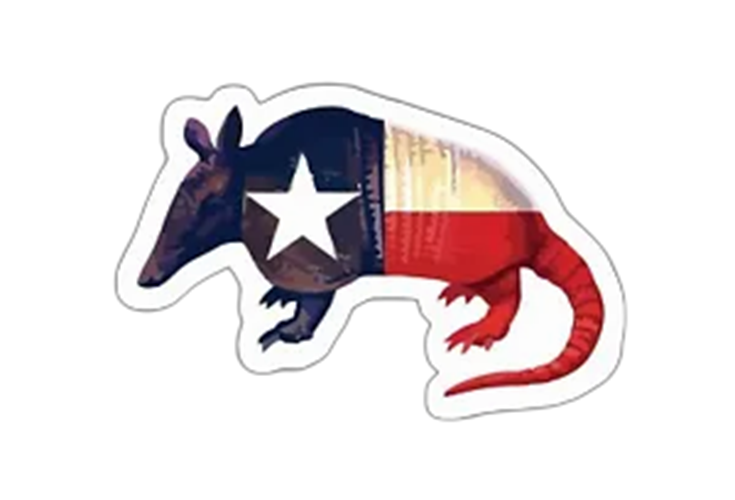 Armadillo Texas Flag Sticker Decal