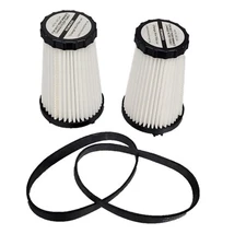 2 Pack F2 HEPA Filter +2 Style 15 Belts for Dirt Devil Dynamite Vacuums