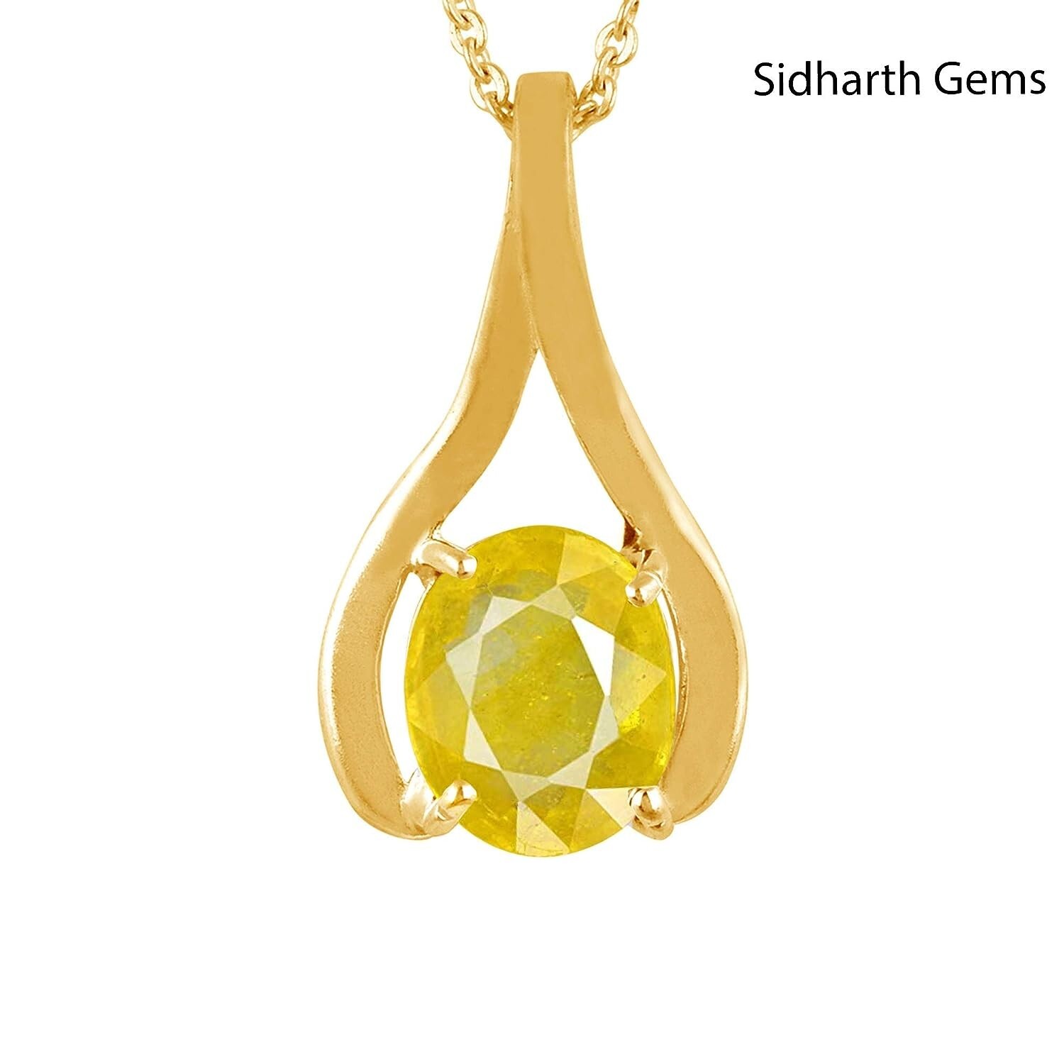 Ramneek Jewels 12.25-12.50 Ct Yellow Sapphire (Pukhraj) Pendant - Panchadhatu Setting, AAA Quality - View #6