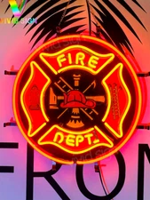 Firefighter Fire Department 17"x17" Neon Light Sign Lamp With HD Vivid Printing