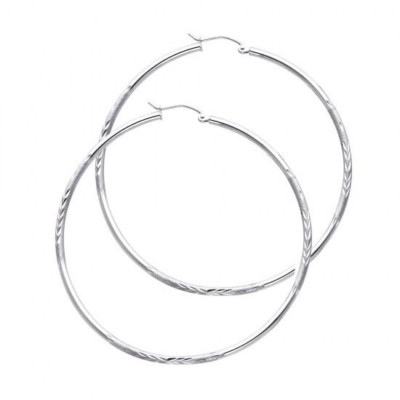 Ausgefallene Creolen 14 Karat Weißgold Diamantschliff 2 mm. Aretes Arracadas de Oro