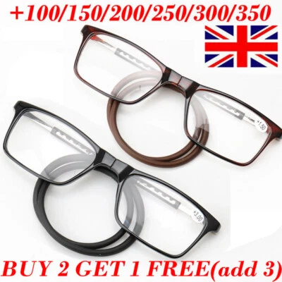 New Magnetic Click Connect Reading Glasses Reader Folding Neck Hang Soft Rope UK