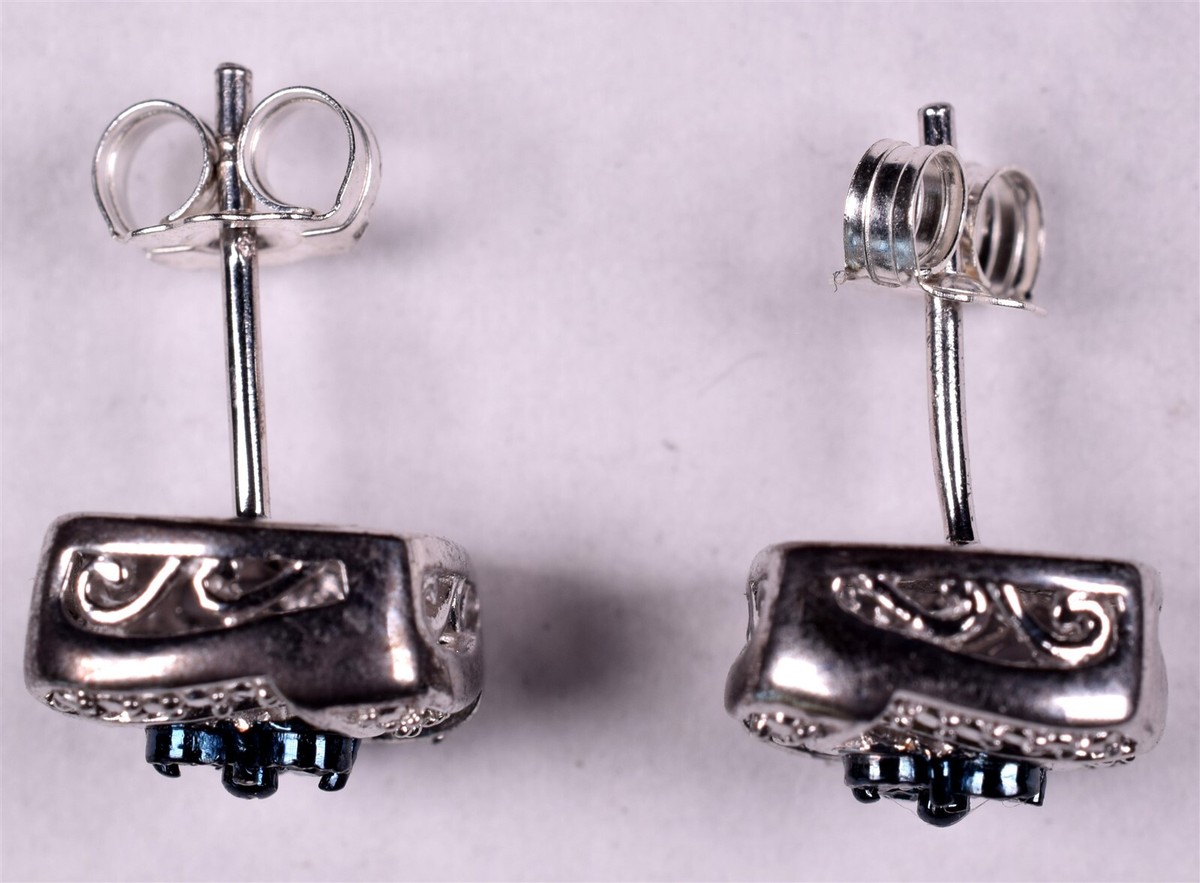 Sterling Blue Diamonds Pierced Earrings Kay Jewelers | eBay