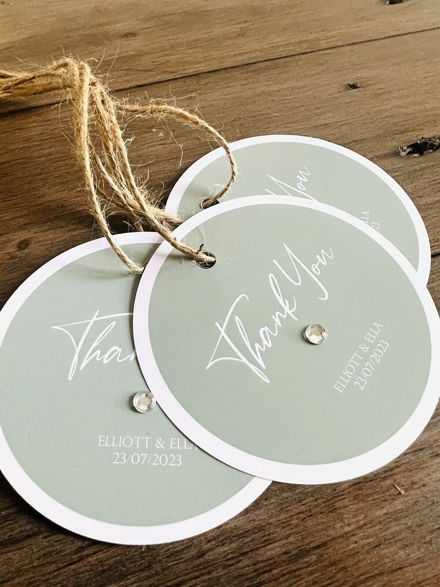10 x Personalised sage green Wedding Favour Tags Gift Tags Labels