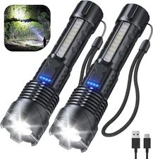 Flashlight High Lumens Rechargeable 2 Pack, 980000 Lumen Super Bright Led Flashl