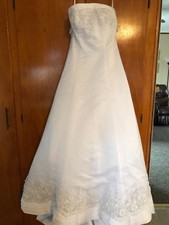 David's Bridal Michaelangelo Size 12 Wedding Dress Strapless Train w/Crinoline