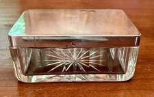 Emile Pinteaux Paris France 950 sterling silver & cut crystal dresser vanity box
