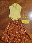 Barbie Vintage Pak Items 1960's  Yellow And Floral Skirt W/All Items Shown