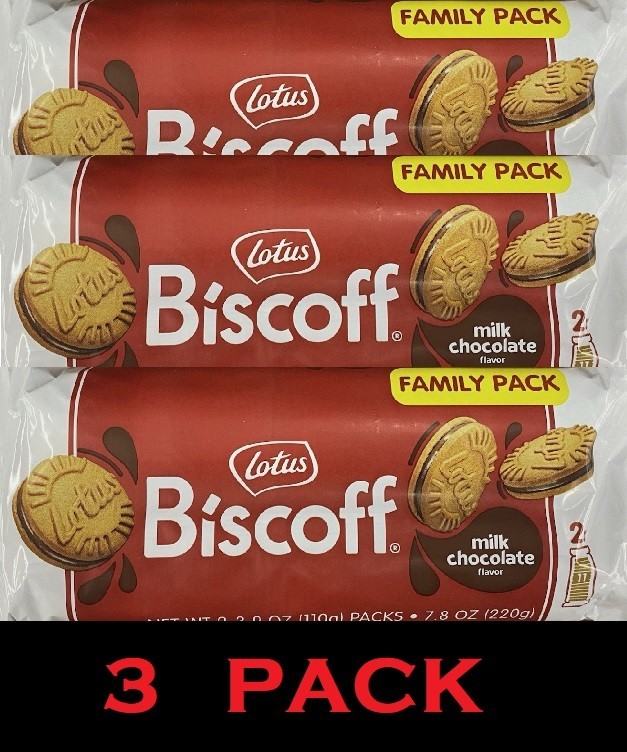 Lotus Biscoff PACK FAMILIAR Vegano CHOCOLATE CON LECHE Snack Galletas - 7.8 OZ - PAQUETE DE 3