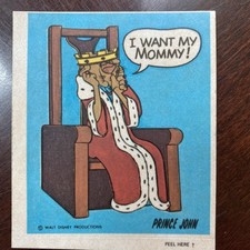 1970 s Wonder Bread Disney Stickers: Prince John
