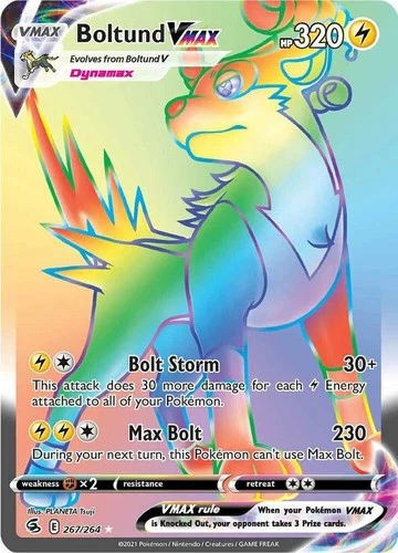 The Pokémon Company Boltund VMAX Secret Rare Holo Fusion Strike 267/264 320 HP