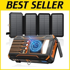 Solar Charger Power Bank - 48000mAh 4 Panels, 3A Fast Charge