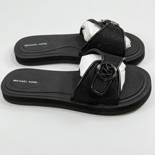 Michael Kors Size-6M Woman's Sandals Pool Slide Glitter Black