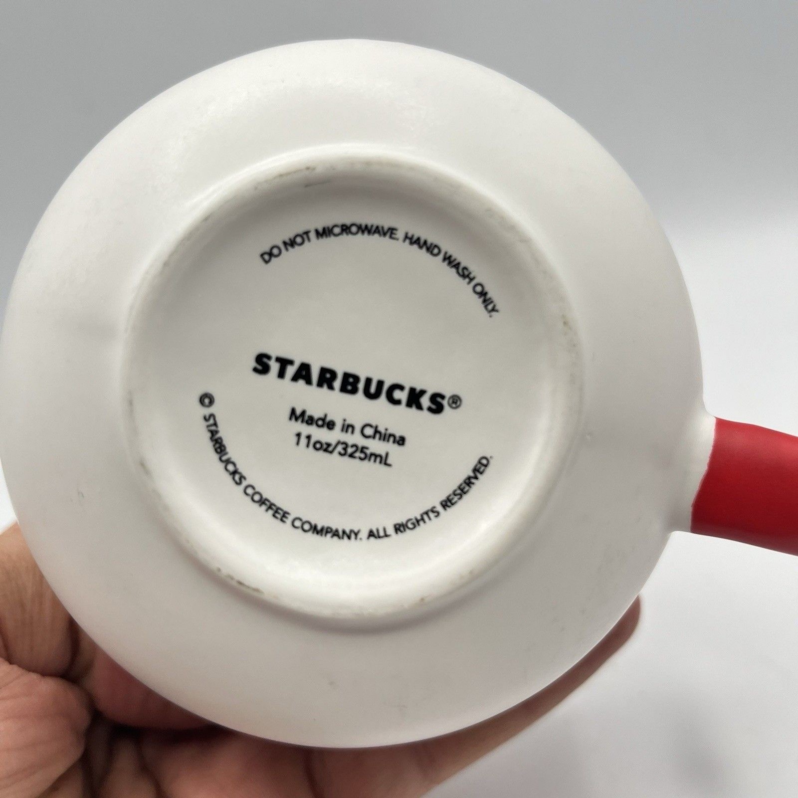 Starbucks Round White W/Red Green Letters 11 oz Coffee Mug - Chinese Letters