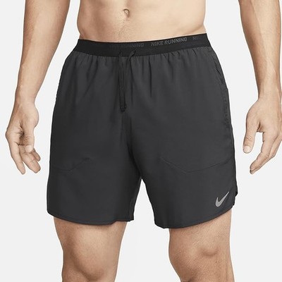 Nike Stride Dri-FIT Mens 7'' Brief-Lined Running Athletic Shorts Black DM4761-010