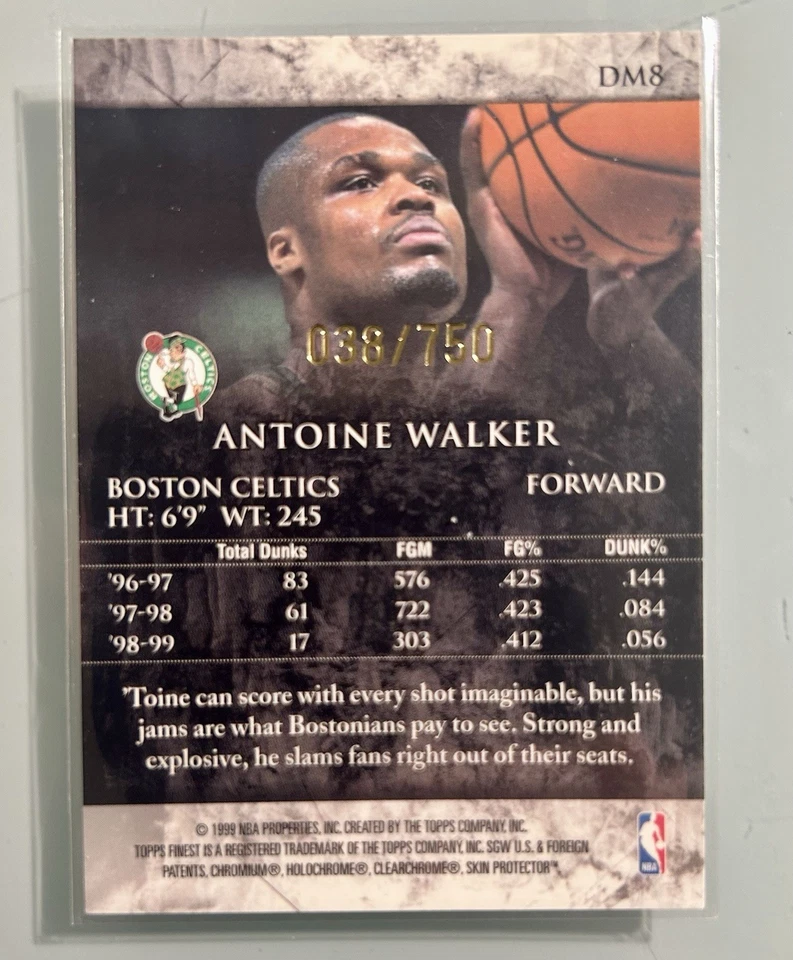 1999-00 Topps Finest - Dunk Masters Antoine Walker #DM8 /750 90s SP With Coating - Image 2 of 3