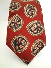 Vintage Daks Of London Silk Tie Rust Red Abstract Made In USA Cocktail Business