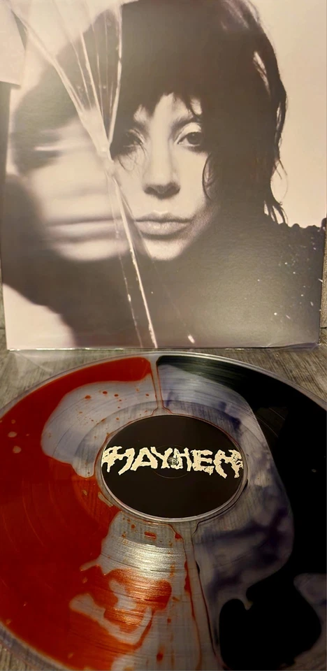 MAYHEM •Lady Gaga • Split Orange and Black liquid Vinyl • 2LP Bad World Records - Image 2 of 4