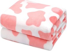 Cow Print Blanket Warm Plush Cute Pink 40x50INCH 100 x130 cm , Strawberry