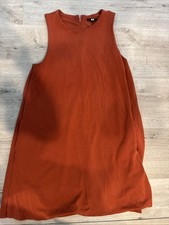 UNIQLO Women’s Rust Orange Sleeveless A-Line Midi Dress Stretch Modal Blend