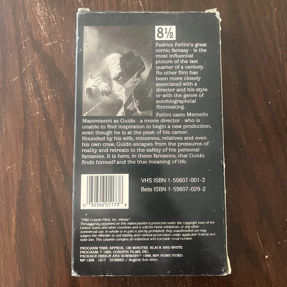 Federico Fellini's 8 1/2 VHS Marcello Mastroianni, Claudia Cardinale Nino Rota - Image 4 of 4