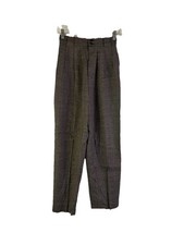 Vintage 90s Womens 6 Petite Wool Houndstooth Plaid Pleated Dress Pants Classy
