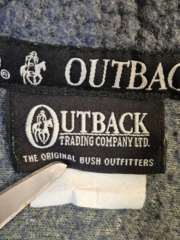 Outback Trading Co 夹克男式 XL 蓝色马西部夏尔巴羊毛 90 年代复古  — 第 4/4 张图片