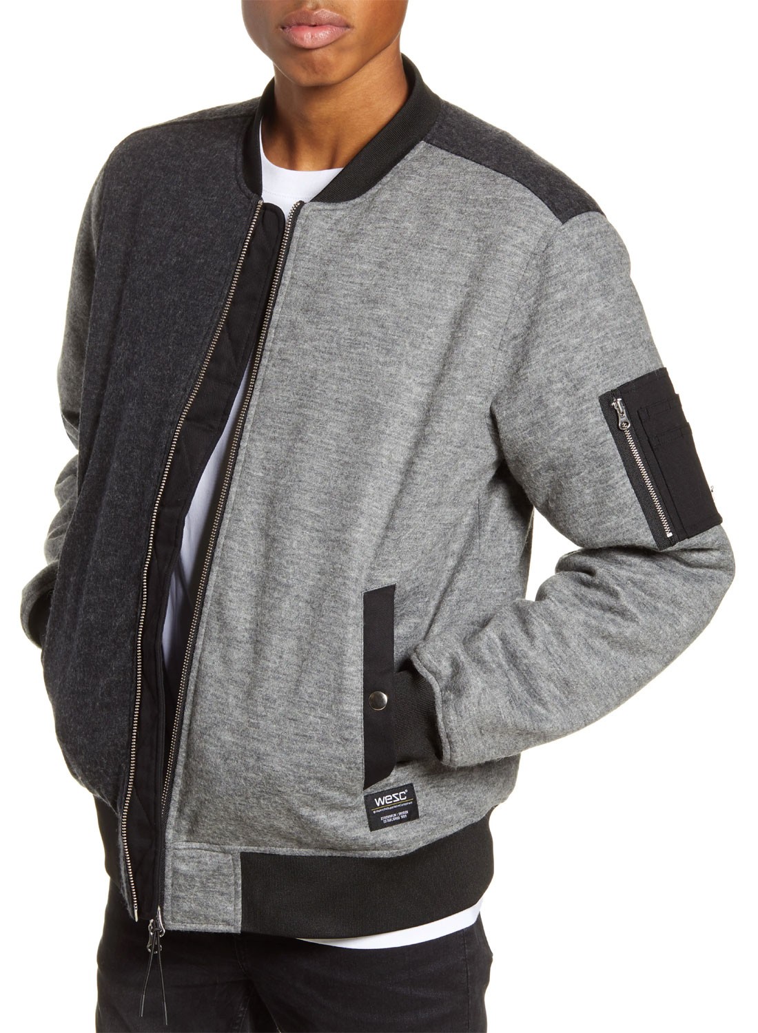 Мужская куртка-бомбер WeSC с блокировкой, большой размер (5), разноцветный меланжевый серый - NWT