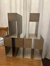 Lot Of 6 Vintage File Magazine Holder Organizer Storage Tan Brown Steel Metal