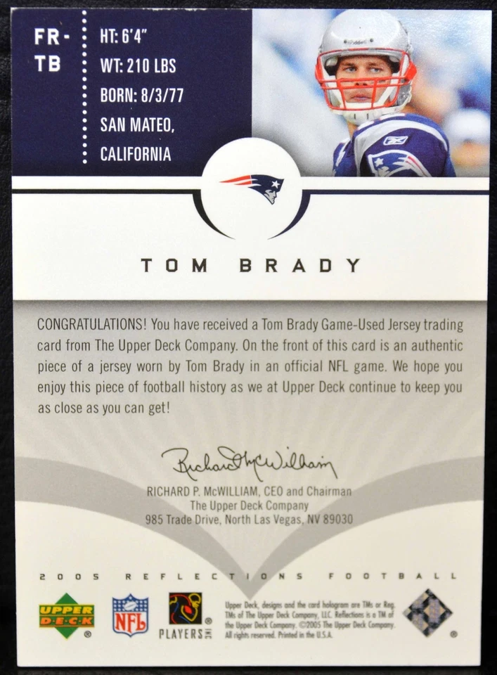 2005 Upper Deck Reflections #FR-TB TOM BRADY Fabric Jersey Holofoil NM - Image 2 of 2