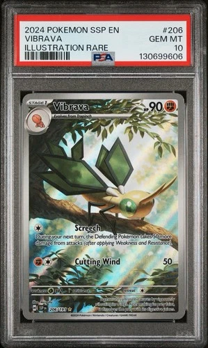 PSA 10 VIBRAVA #206 2024 POKEMON SSP EN-SURGING SPARKS ILLUSTRATION RARE