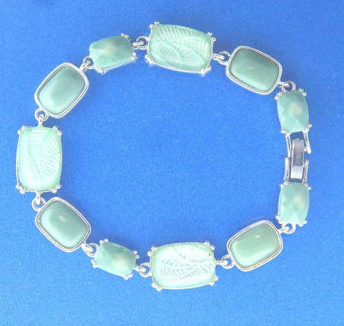 Bracciale catena maglia perline acrilico verde 1/2x7,75