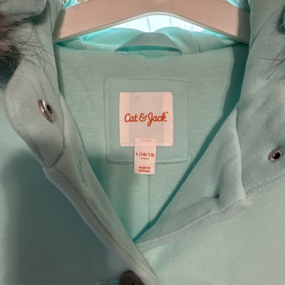 Jacket Cat & Jack Warm Girls Large 1012 Dressy Coat Peacoat Faux Fur