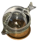 Anchor Hocking VTG Fish Shape Clear Glass Covered Container Trinket Dish USA