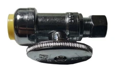 4 PIECES 1/2" PUSH FIT X 3/8" OD STRAIGHT STOP VALVE, 1/4 TURN