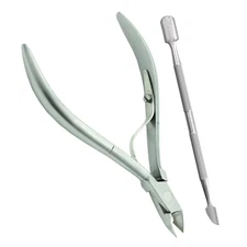 CUTICLE NIPPER CLIPPER CUTTER CUTICLE PUSHER MANICURE/PEDICURE TOOLS 2 PC SET