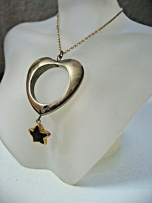 Vanessa Mooney Necklace Ursa Open Gold Heart Pendant Black