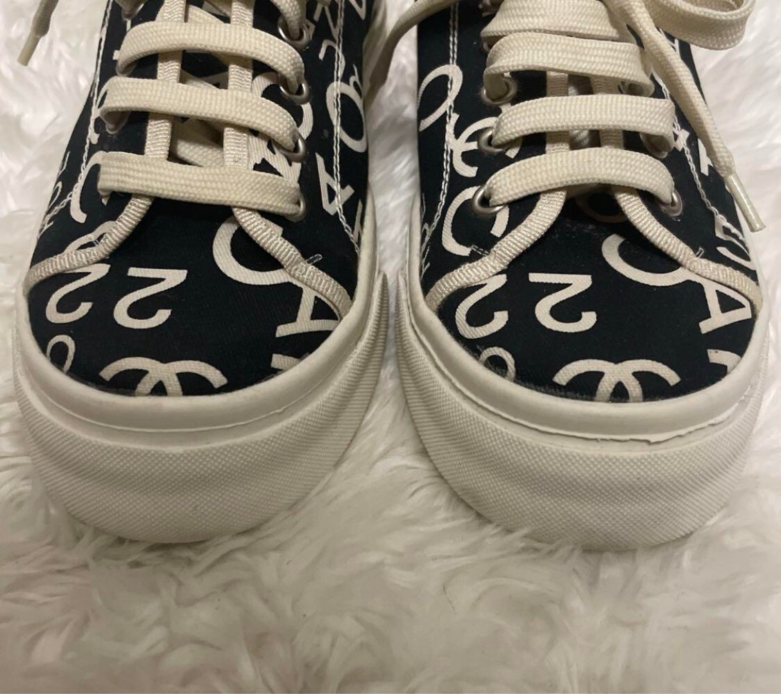 Chanel Sneakers Shoes Coco Mark Alphabet Black Size 36 US About6 For Women thumbnail 8