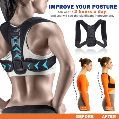 Adjustable Posture Corrector Shoulder Brace Belt f/ Men Women Upper Back Support