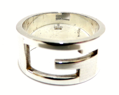 GUCCI Signed MADE IN ITALY RIBBED Sterling Silver SIGNATURE RING 