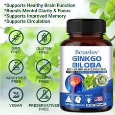 Ginkgo Biloba Extract -  5000 mg - 120 Capsules-Boosts Concentration & Memory