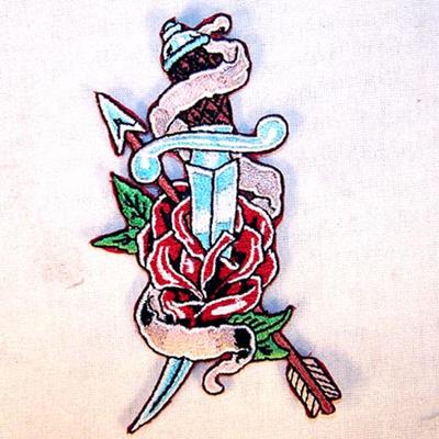 DAGGER ARROW ROSE EMBROIDERED PATCH P586 iron on sew biker JACKET patches NEW