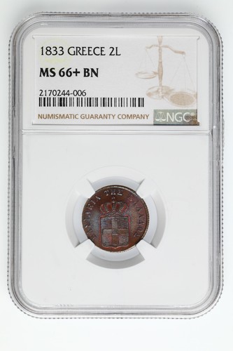 Greece 2 Lepta 1833 NGC MS66+BN - Picture 2 of 2