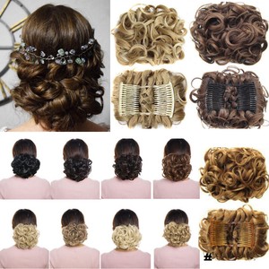100 Natural Comb Clip In Hair Bun Messy Curly Chignon Updo