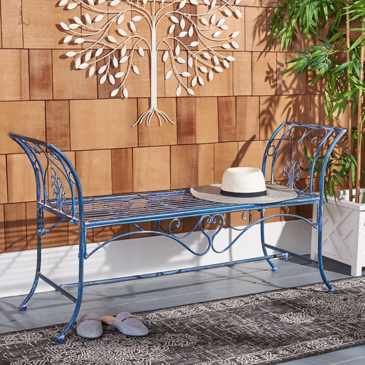 S shaped online garden bench