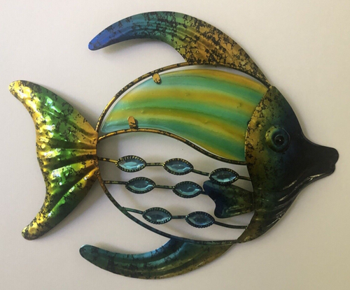 New Metal Fish Wall Decor Indoor Wall Art Hanging Sculpture 11"