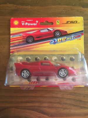 Ferrari F50 Modellauto 1:38 Shell V-Power Hot Wheels ROT, NEW 2 SPEED