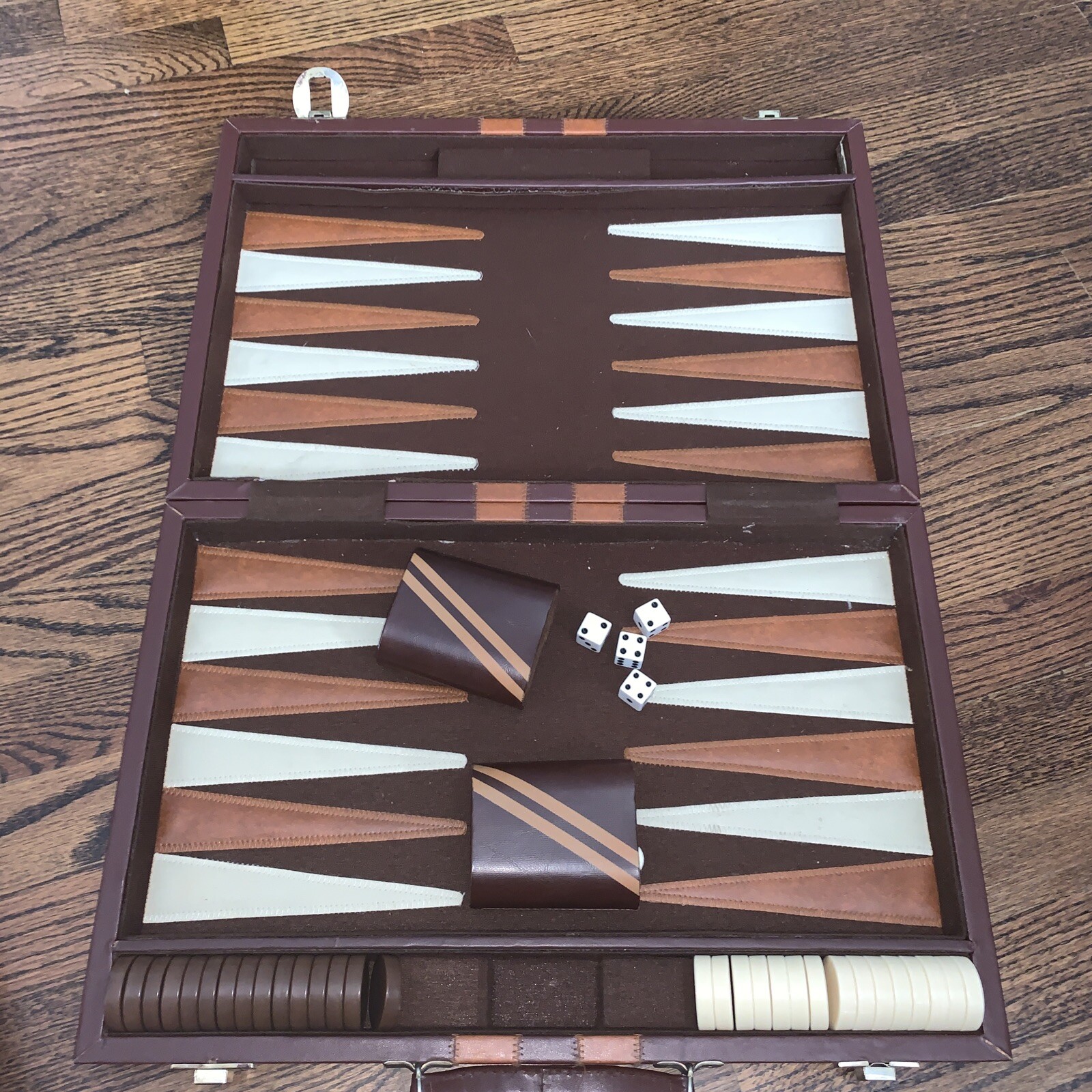 Vintage Suitcase Briefcase Backgammon Set Folding Travel Large No ...