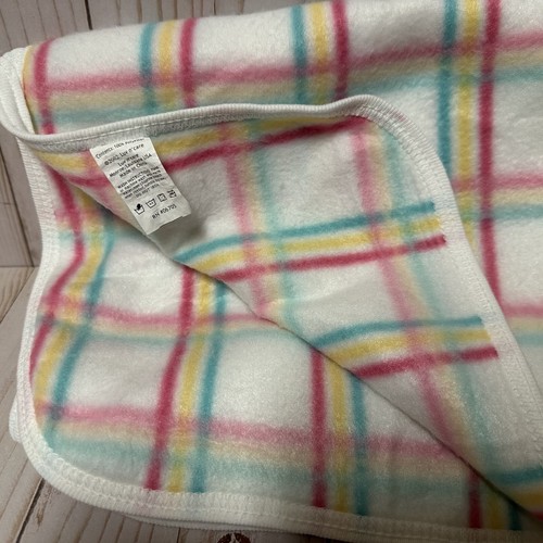 Vintage Luv N Care Baby Blanket 30 X 40 Inch Plaid White Pink Blue Yellow - Picture 4 of 5