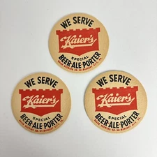 Lot of 3 VTG Kaier's Beer Coasters Kaier Brewing Mahanoy City PA “Special Beer"